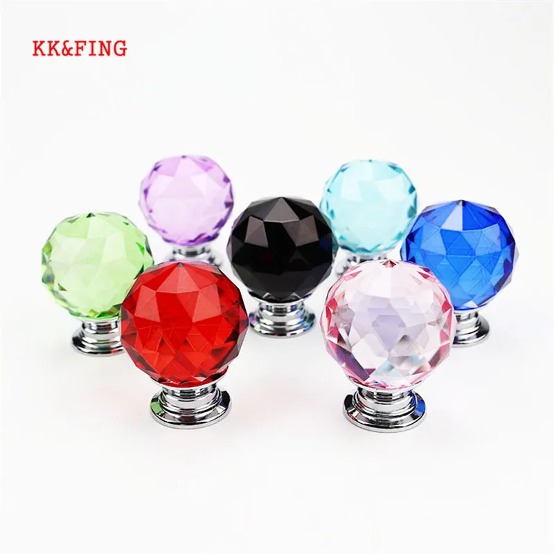 

KK&FING Diamond Shape Design Multiple Color Crystal Glass Handle Cupboard Drawer Knob Pull Kitchen Cabinet Wardrobe Door Handles