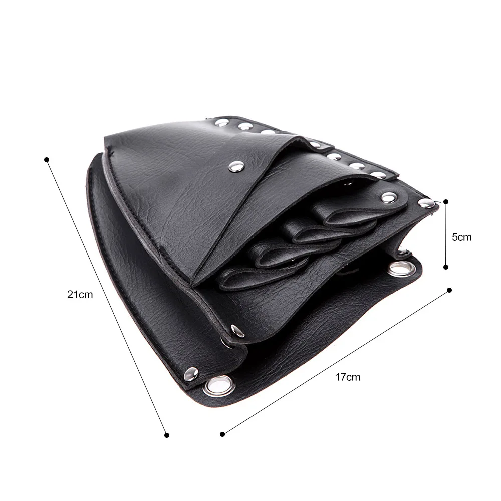 Hairdressing Scissors Storage Case PU Leather Barber Hair Scissor Holster Pouch Case Rivet Clips Bag with Waist Shoulder Belt