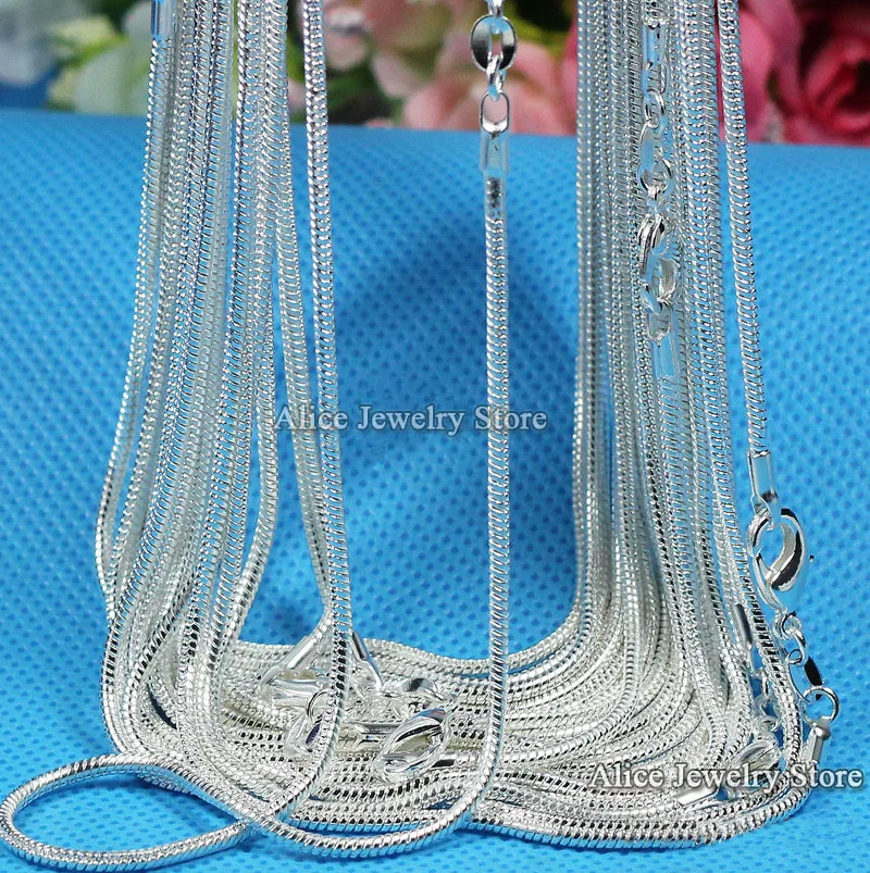 

Wholesale 10pcs/lot 1mm Silver Plated Snake Chain Necklace 16"-30" Fashion Jewelry Chains