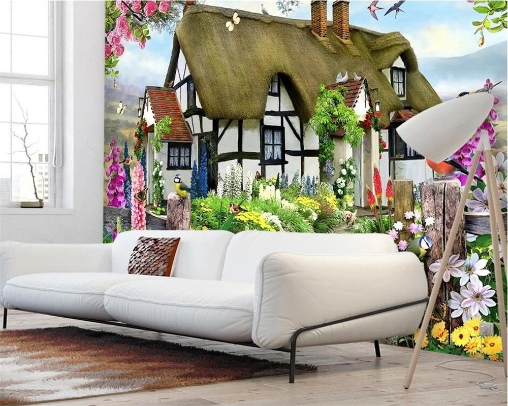 Beibehang Custom wallpapers Gorgeous Pastoral English Country Cottage Rose Garden Children's Room TV backdrop mural 3d wallpaper