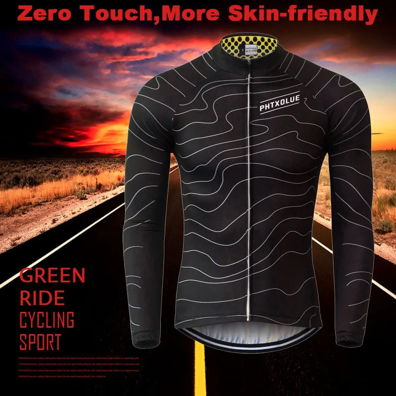 Phtxolue Cycling Jerseys Long Sleeve Men Quick-Dry Spring Mountain Bike Clothes Breathable Bicycle Cycling Clothing QY063