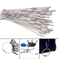 5Pcs EDC Stainless Steel Keychain Carabiner Key Holder Wire Cable Rope Camp Luggage Tag Screw Locking Gadget Outdoor Tools