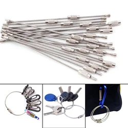 5Pcs EDC Stainless Steel Keychain Carabiner Key Holder Wire Cable Rope Camp Luggage Tag Screw Locking Gadget Outdoor Tools