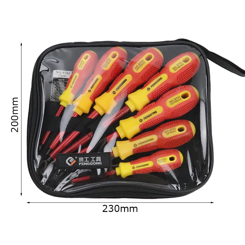 7pcs Insulated Screwdriver Set Magnetic Screwdriver Phillips Slotted Bits Withstand Voltage 1000V For Electrician Hand Tools