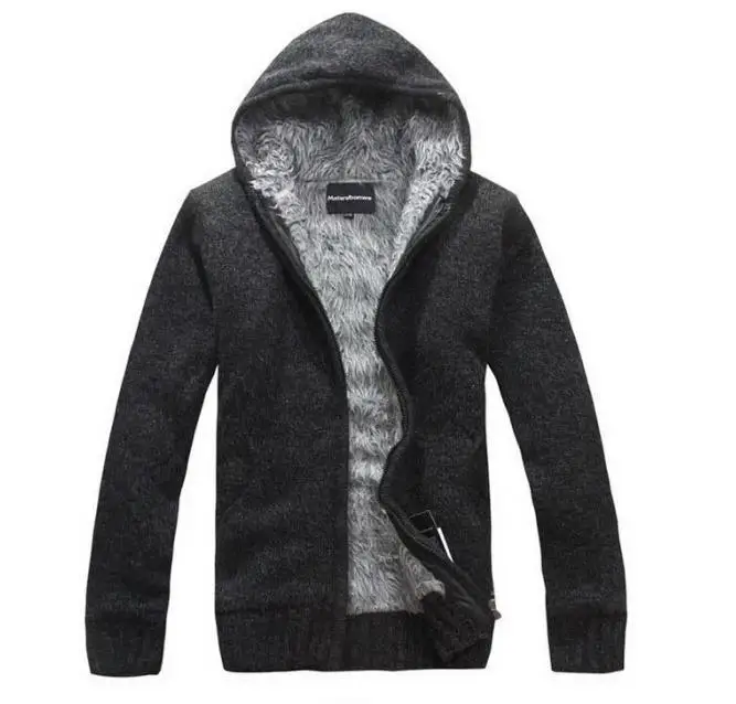 Hot Men's clothing knitted outerwear male thickening hood Long hair sweater outerwear Men liner cardigan sweater male W136