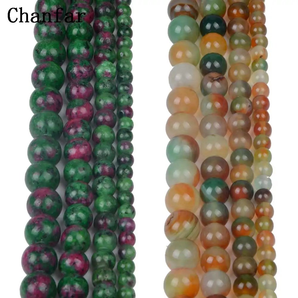 Epidote Malachite Agat Beads Women Jewelry Fashion Making Beads 4 6 8 10 12mm