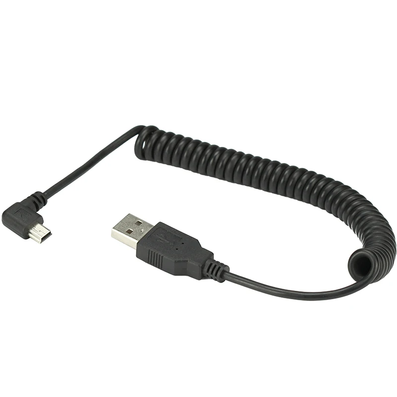 كابل شحن بيانات USB 2.0 ذكر إلى ميني USB 2.0 بزاوية 90 درجة قابل للسحب 40 سنتيمتر