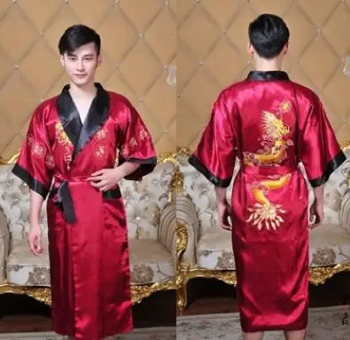 Public bathhouse Spa Chinese Robe Kimono Nightgown Dragon Sleepwear traditional chinese kimono dress men bathrobe pajamas