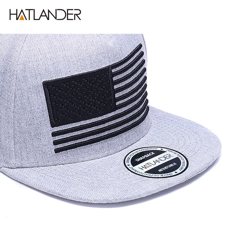 [HATLANDER] Raised flag embroidery cool flat bill baseball cap mens gorras snapbacks 3D flag hat ourdoor hip hop snapback caps