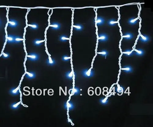 

96 LED Icicle Christmas Holiday Light Wedding Party garden Xmas Decoration 9.4ft Clear Bulb Snowing curtain light with tail plug