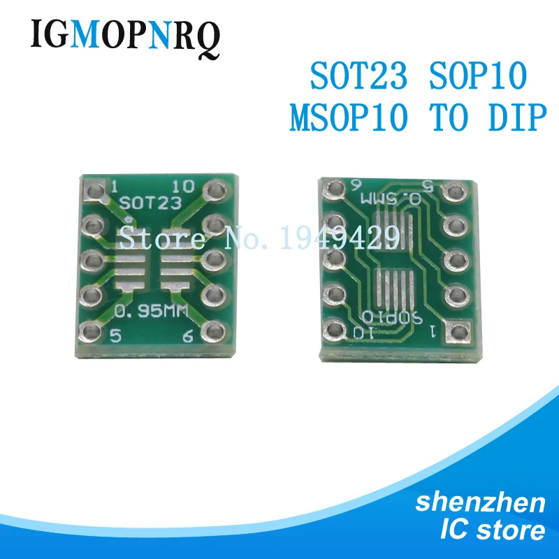 10PCS SOT23 MSOP10 UMAX to DIP10 Transfer Board DIP Pin Board Pitch Adapter NEW