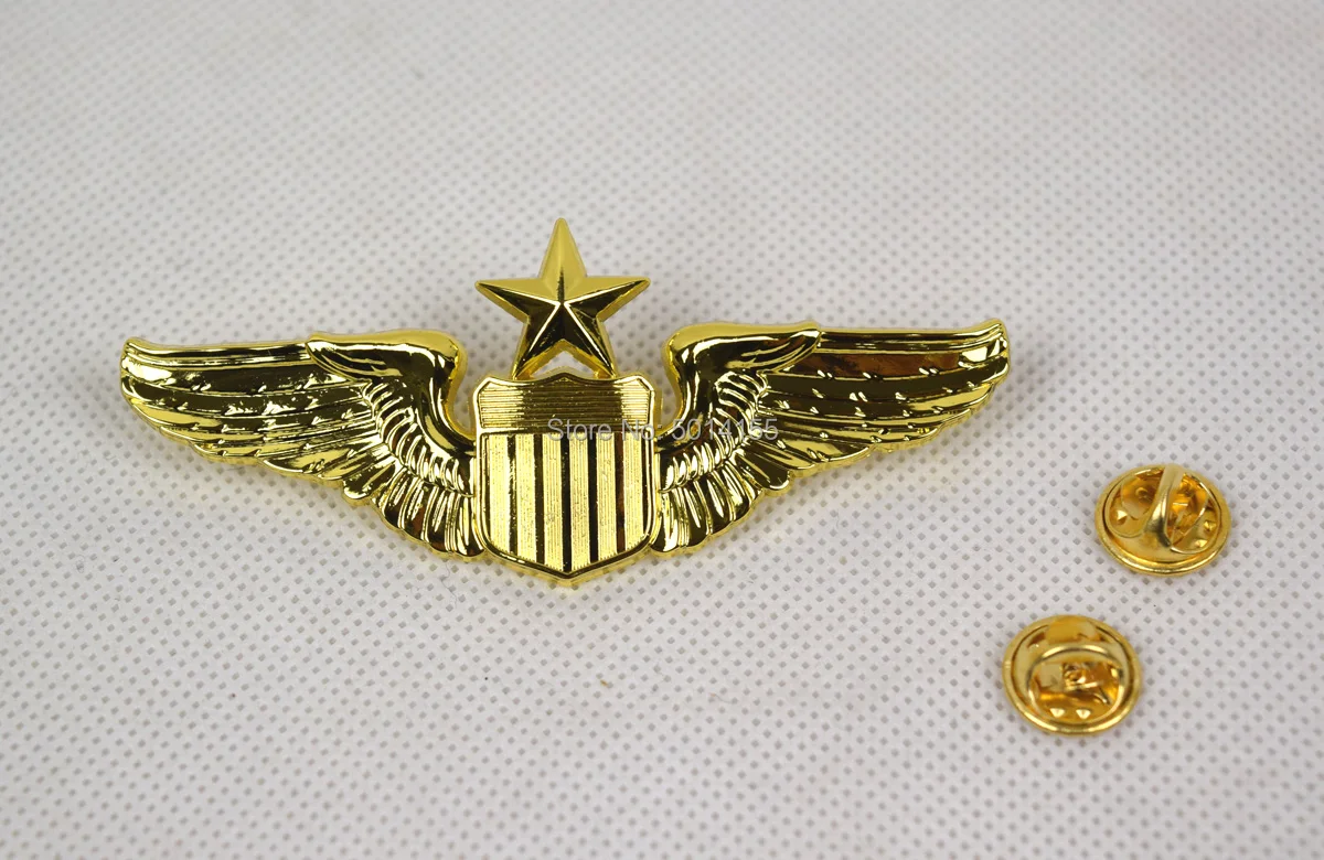 USAF U.S. Air Force Senior Pilot Metal Wing Badge Insignia Silver