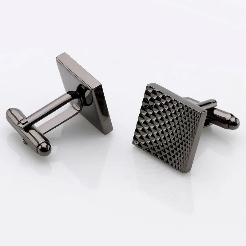 

Hot Sale Black Metal Square Cufflinks For Mens French Shirt Button High Quality Classic Carve Cuff links Relojes gemelos Lepton