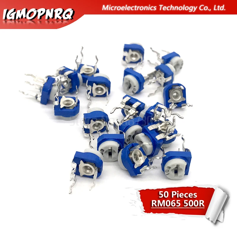 60pcs RM065 RM-065 500 ohm 501 Trimpot Trimmer Potentiometer horizontal Blue and white potentiometer