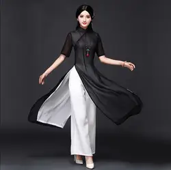 Traditional Vietnam Ao dai Women Cheongsam Summer Oriental Dress Include Pants Chipao Stage
