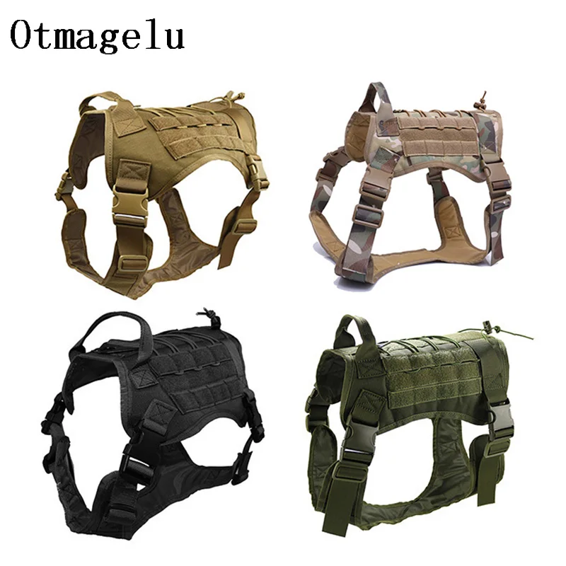 Nylon Pet Dog Vest Harness Sets Outdoor Tactical Training Dog Clothes For Medium Big Hunting Dog Pitbull Bull Terrier Rottweiler