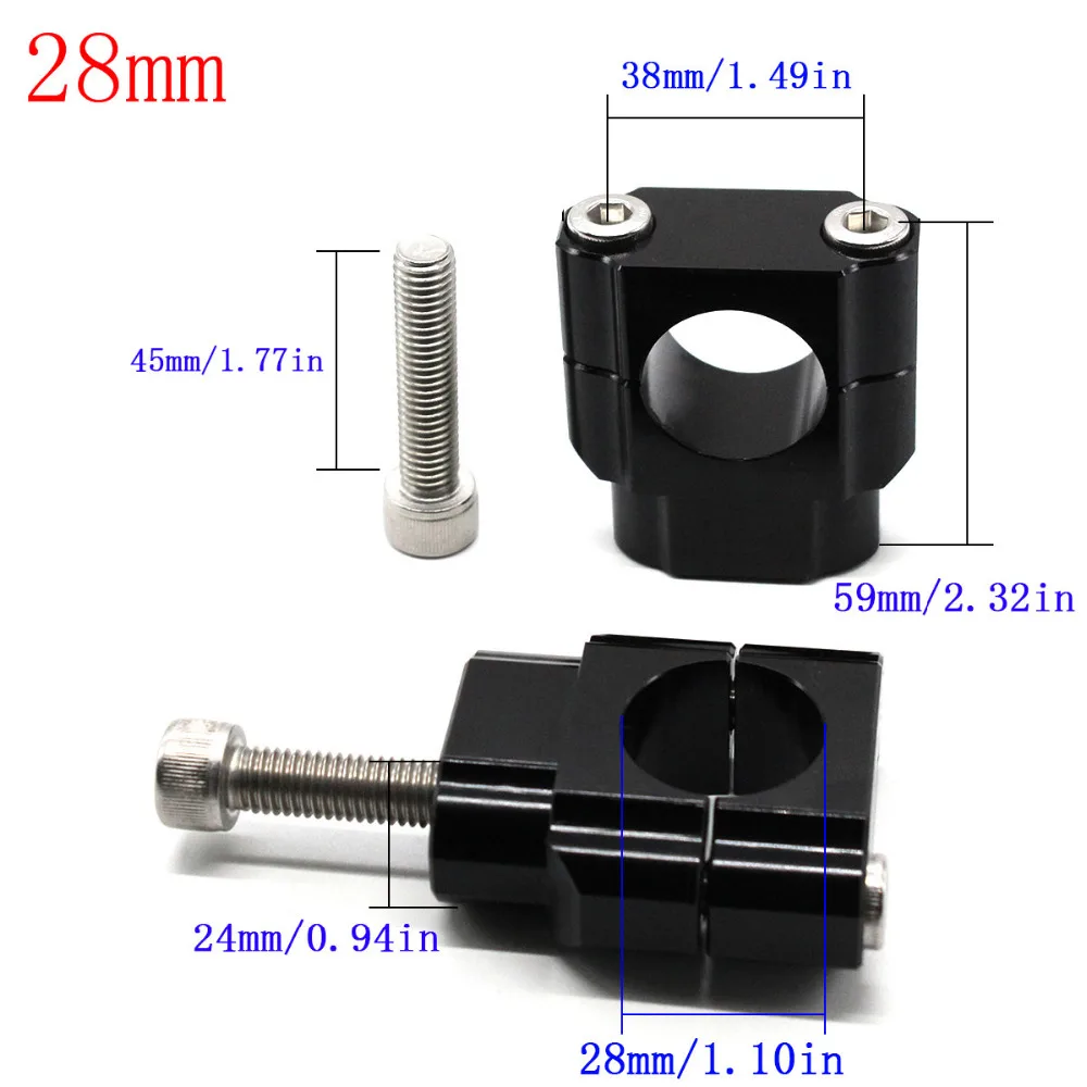 Universal 28mm CNC Motorcycle Handle Fat Bar Risers Mount Clamp Adaptor 28mm HandleBar For Kawasaki KX125 2006-2008 For KX250 05