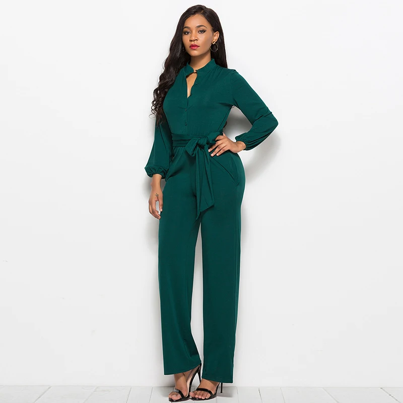 女性用ワイドレッグベルトジャンプスーツ,エレガントなオフィスウェア,ストレッチロンパース,長袖,バギー,ラグジュアリー,セレブ向けパーティー,ストレート