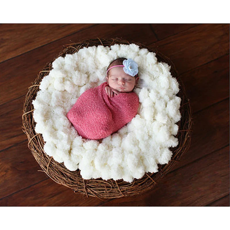 Pompom Blanket Baby Photography Popcorn Blankets Backdrops Textured Rug Mat Pompon Basket Filler Newborn Photo Props 80*60CM