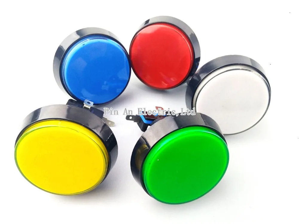 5 Colors LED Light Lamp 60MM Big Round Arcade Video Game Player Push Button Switch