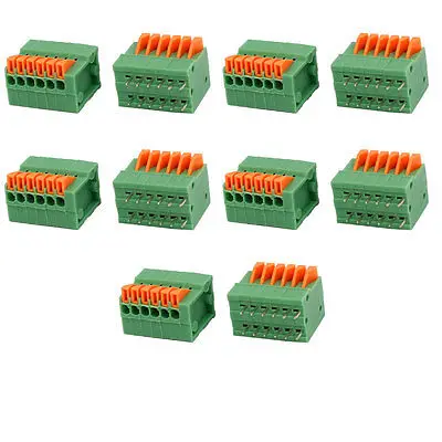 10pcs KF141V 150V 2A 2.54mm Pitch 6P Spring Terminal Block for PCB Mounting