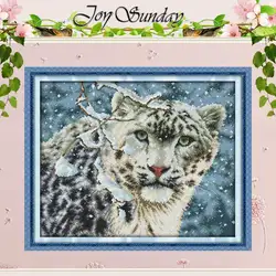 Snow Leopard Patterns Counted Cross Stitch Set DIY 11CT 14CT 16CT Stamped DMC Cross-stitch Kit Embroidery Needlework Home Decor