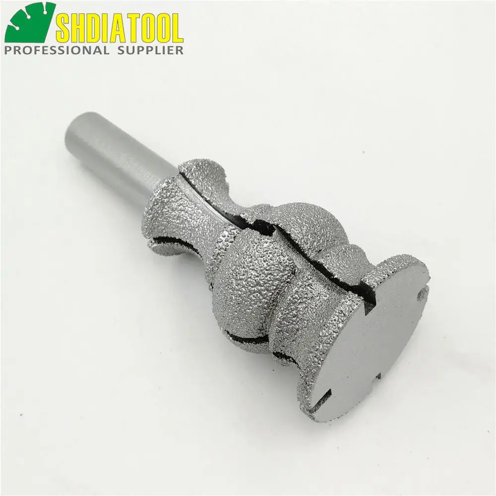 SHDIATOOL No.28 Vacuum Brazed Diamond Router Bits With 1/2" Shank For edge profiling/cutting Router Cutter For Granite Marble T1