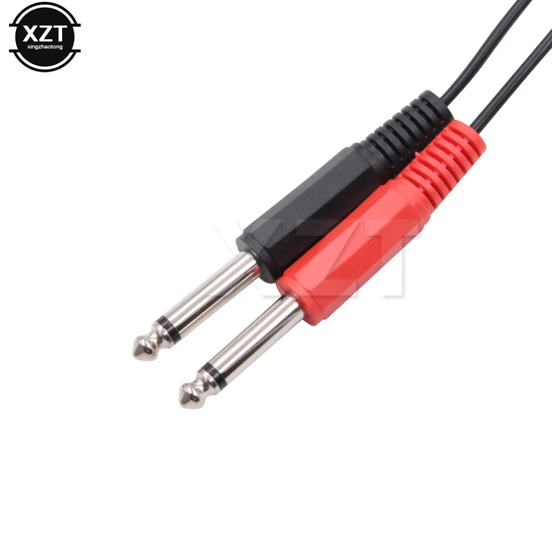 Mới 1 Cái Jack 3.5Mm Cái Đến 2*6.35Mm TRS 2 Đơn Âm Thanh Ổ Cắm Adapter cáp Bán