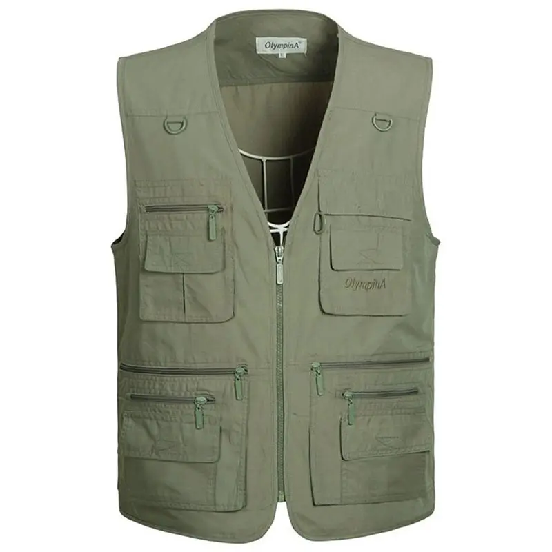 6 Colors Large Size Quick-Drying Work Vest Mens Fishing Camping Sleeveless Jacket Outdoor Male Waistcoats with Many Multi Pocket