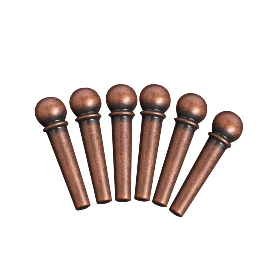 Metal Acoustic Guitar Bridge Pins Guitar Strings fixed cone string pins string nails 100% copper 6pcs/set