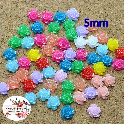 

500pcs 5mm Mixed Color shiny flower resin flatback cabochon DIY jewelry/phone decoration No Hole