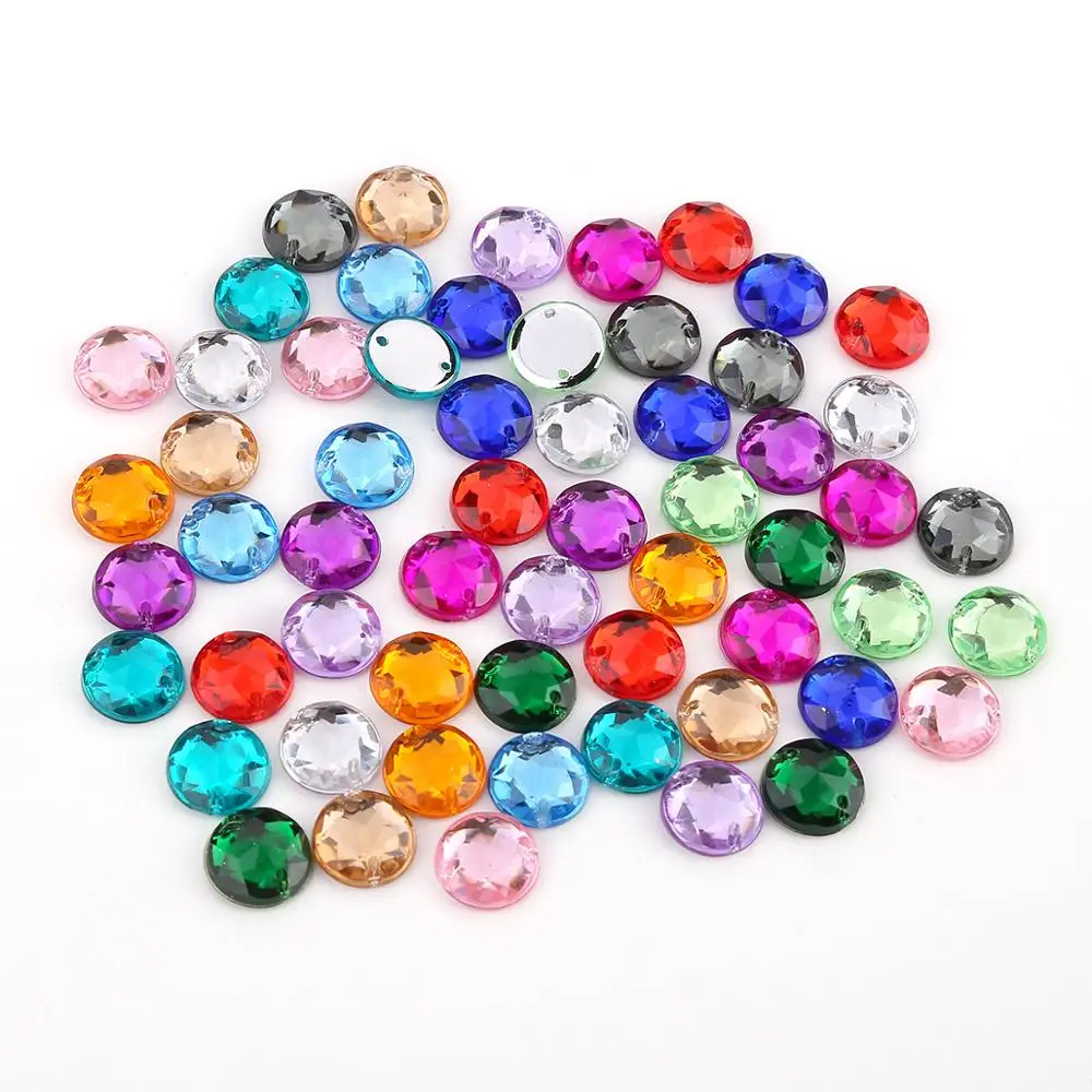 TPSMOC Colorful Acrylic crystal 8mm 10mm 12mm nice colors Sew on rhinestone Flatback beads bags wedding dress diy