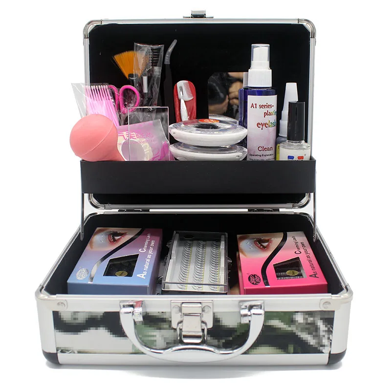 Stars Colors Professional Eyelash Extension Kit Individual Mink Eyelashes Grafting Set with Case False Eye Lashes Training Kits