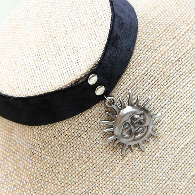 Women Necklace Goth Handmade Flaming Sun God Pagan Wiccan Pendant Leon The Professional Mathilda Choker Collar Ribbon Necklaces