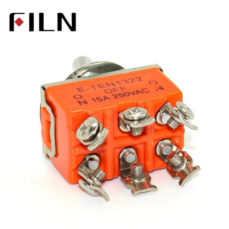 15A 250V KN3C E-TEN 1322 toggle switch 6 pin head 3 grade switch double pole double throw toggle switch