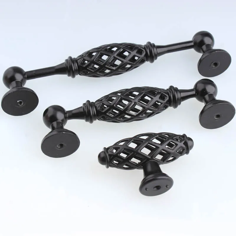 96mm 128mm American retro style black birdcage kitchen cabinet cupboard drawer dresser door handles pulls knobs