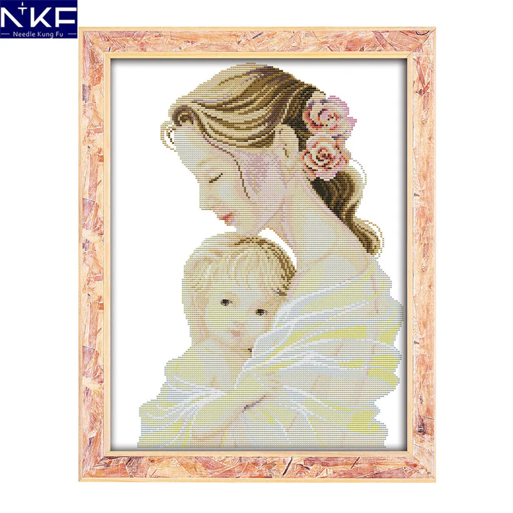 NKF Mother's  tender arms needle craft Chinese cross stitch charts counted stamped cross stitch kits for kids