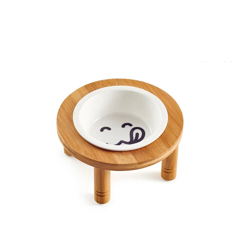 Cat Dog Bowls Stand ceramic Bowls cats Dogs drinking water food bowl standing ceramic bowls Bamboo Elevated small pet feeder