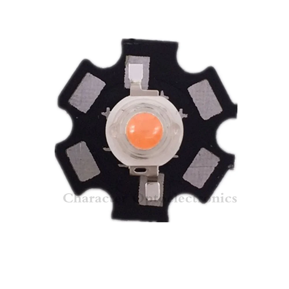 LED de alta potencia de espectro completo, 50 piezas, 1W, 3W, Blanco cálido, verde, azul, rojo intenso, 660nm, azul real, UV, IR, 20mm, PCB de estrella negra