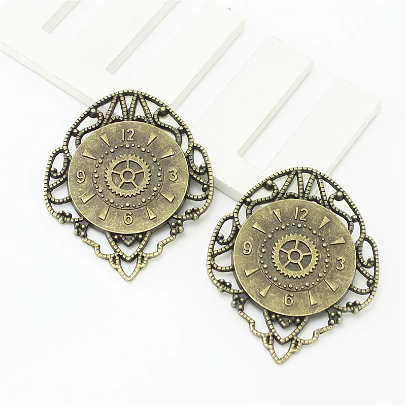 

Sweet Bell 10pcs 36*44mm Antique Bronze Metal Zinc Alloy Trendy Filigree Clock Charm Jewelry Pendant Findings 5B846