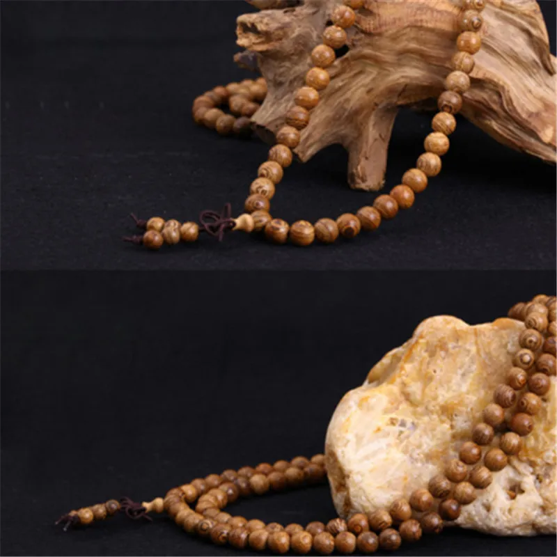 Pulseras108 beads 8mm Natural Sandalwood Buddhist Buddha Wood Prayer Bead Mala Unisex Men Bracelets & Bangles Jewelry Bijoux