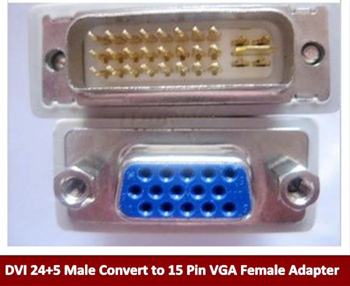 Free shipping+wholesale 50pcs/lot  DVI 24+5 Male Convert to 15 Pin VGA Female Adapter