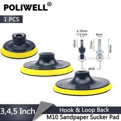 POLIWELL 3 4 5 Inch M10 Thread Self-adhesion Sanding Pads Hook & Loop Sandpaper Sucker Pad Auto Car Grinding Abrasive Tool Parts