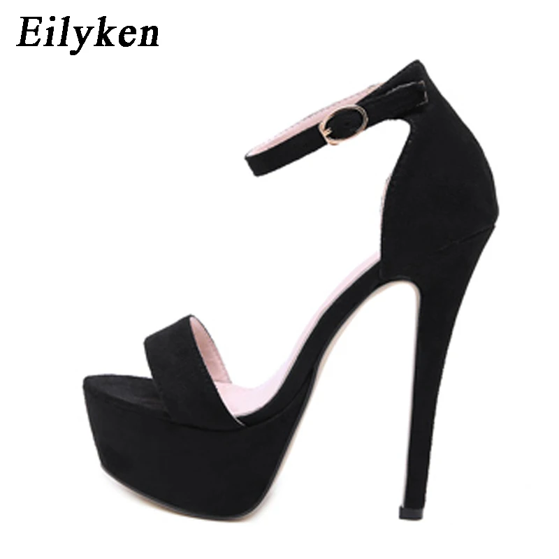 Eilyken Gladiator Buckle Strap Women Sandals Thin High Heels Club Party Pumps Classics Black Pole Dancing Shoes Size 35-42