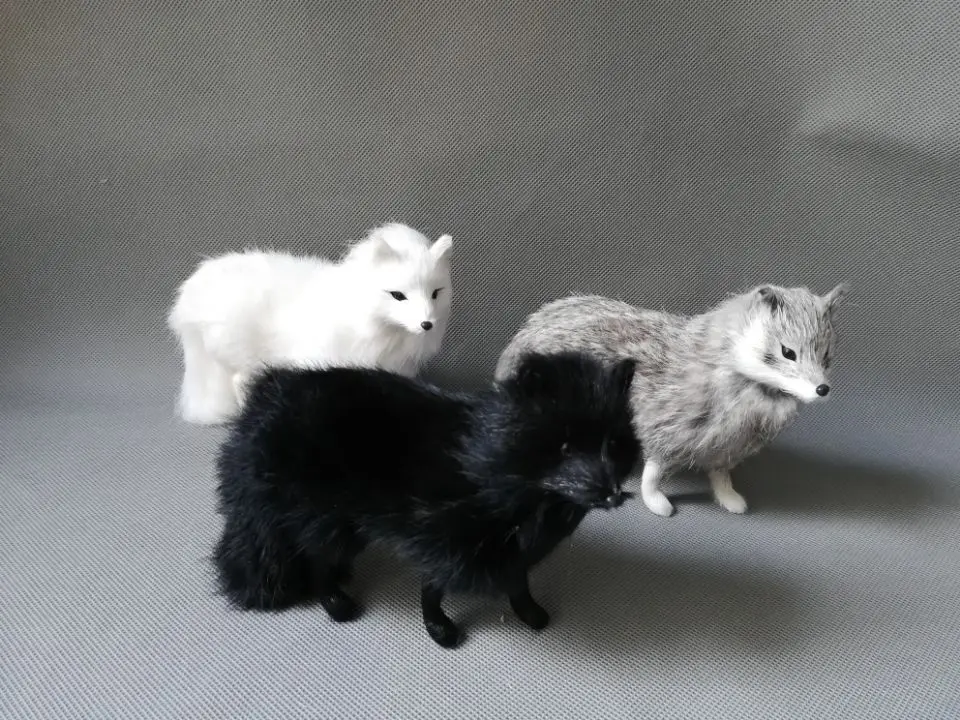 Juguete de la vida real, modelo de zorro bonito de 16x12cm, modelo de zorro de polietileno y pieles, accesorios de decoración del hogar, modelo de juguete para regalo d0120