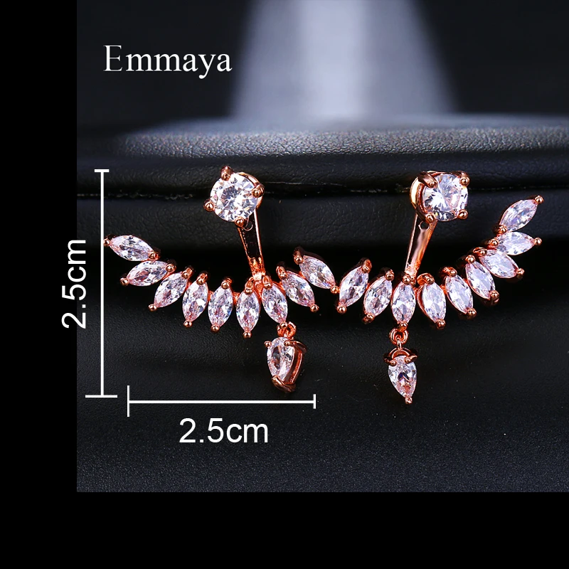 Emmaya New Zircon Crystal Front Back Double Sided Stud Earrings For Women Fashion Ear Piercing Earing Gift