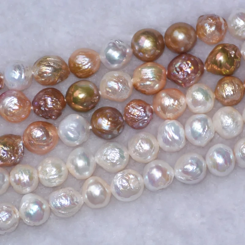 

loose beads white multicolor freshwater pearl baroque keshi pearl round 10-12mm 14inch for DIY jewelry making FPPJ wholesale