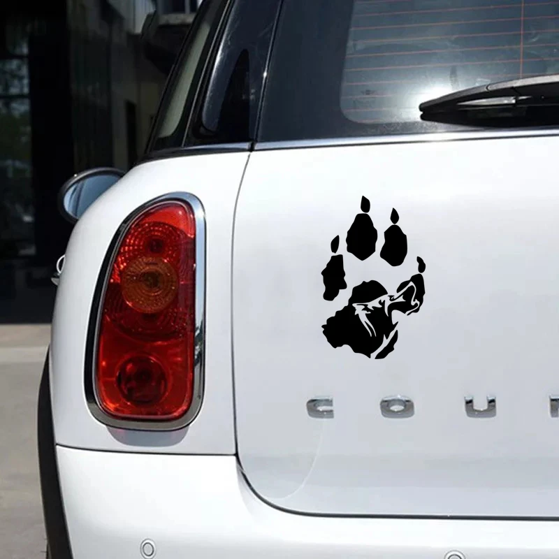 CS-1256# 12*18cm Wolf paw funny car sticker vinyl decal white/black for auto car stickers styling