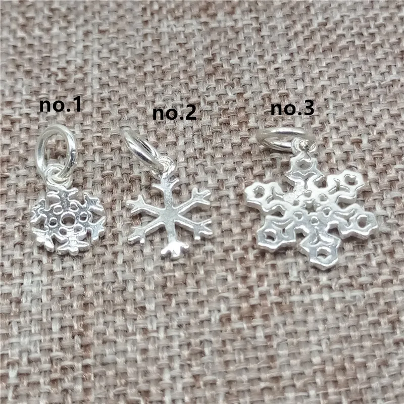 10pcs of 925 Sterling Silver Snowflake Charms Snow Flake Winter Pendants for Necklace