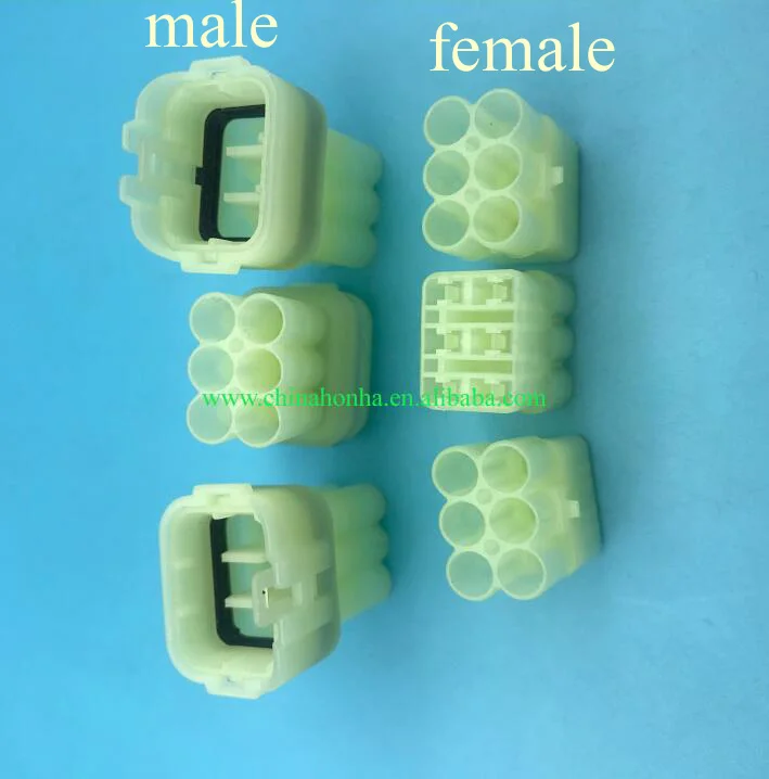 

10pcs/lot 6 Pin/Way HM 090 Female Male Electrical Motorcycle Connector Plug 6189-6171 6180-6181